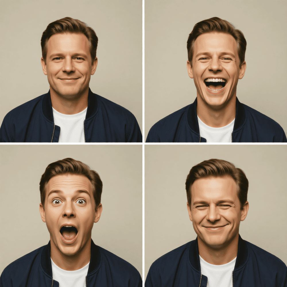 Old Photo 2×2 Grid Younger Face Restoration | 4 Expressions In One Image
