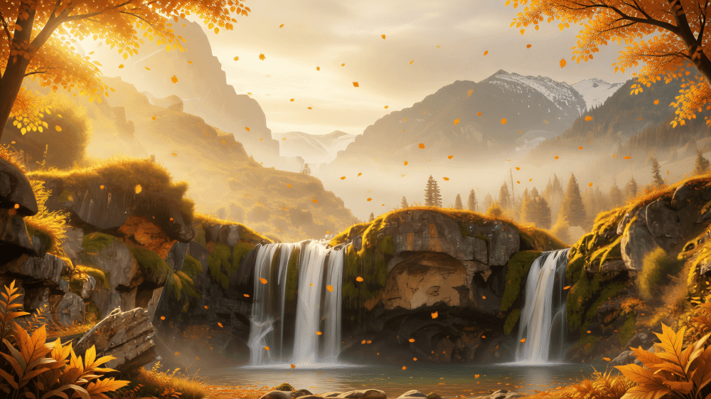Golden Autumn Fairytale Countryside Redraw｜Warm Photo‑to‑Fall‑Background Art