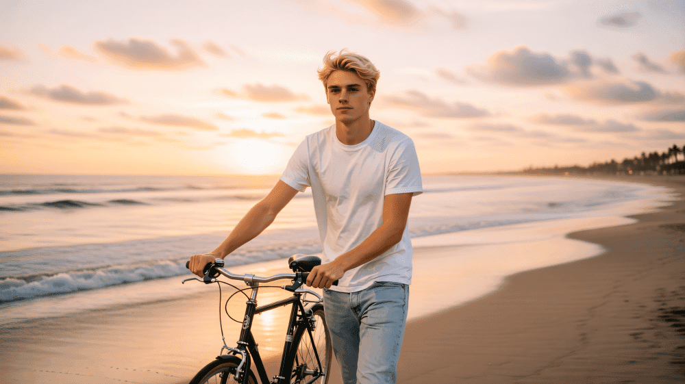 Golden Hour Seaside Background Changer｜Warm Sunset Coastal View - after