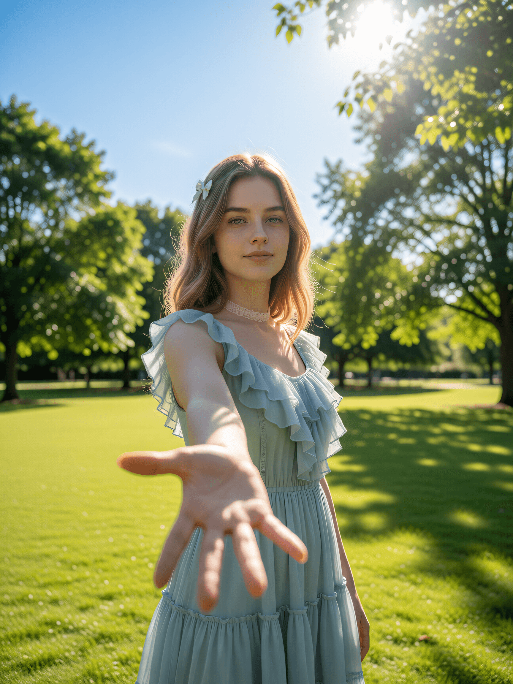 Outdoor Sun‑lit Reach‑Out Portrait Style - after