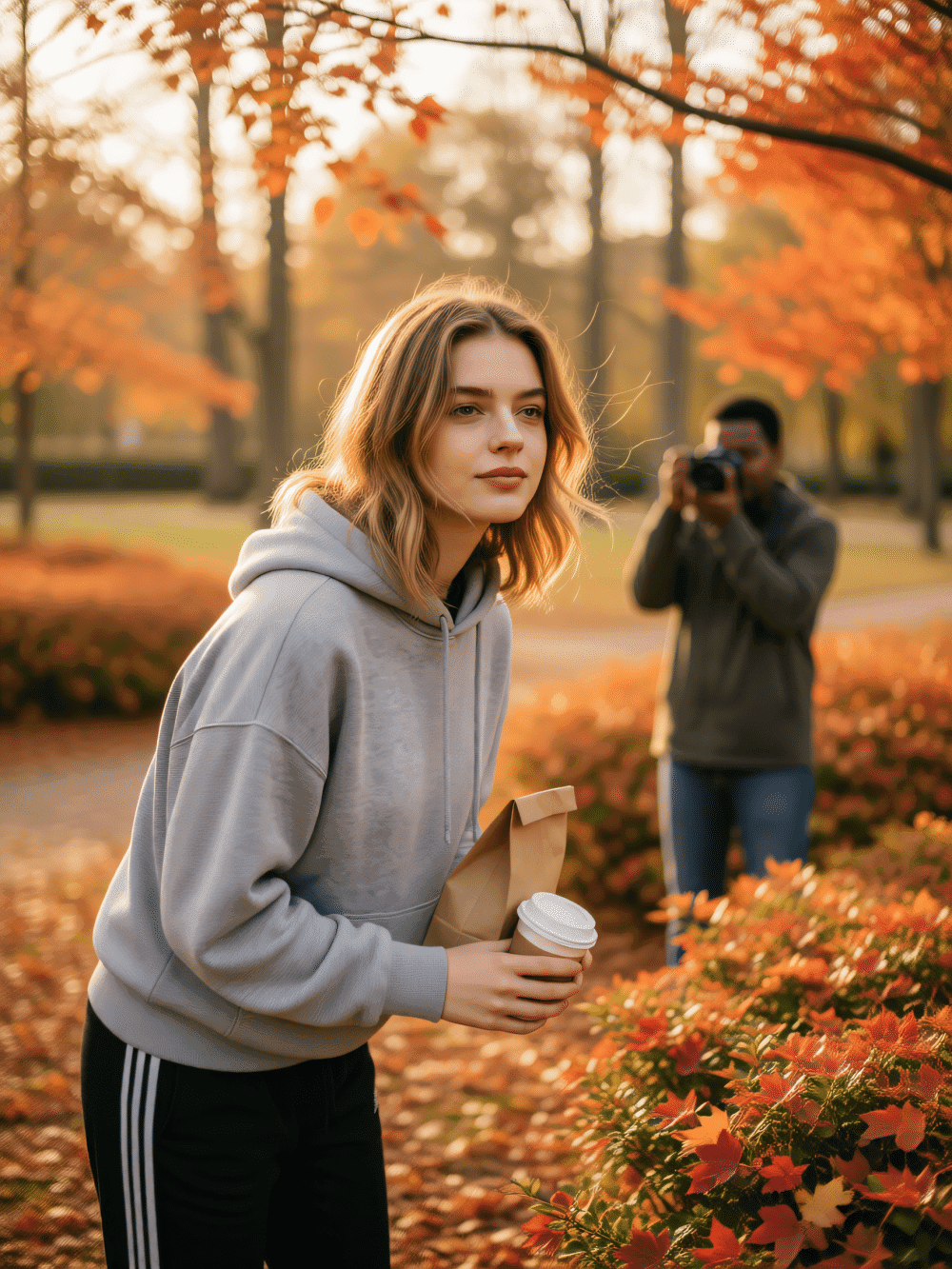 Autumn Film‑Grain Candid Portrait With Background Photographer - after