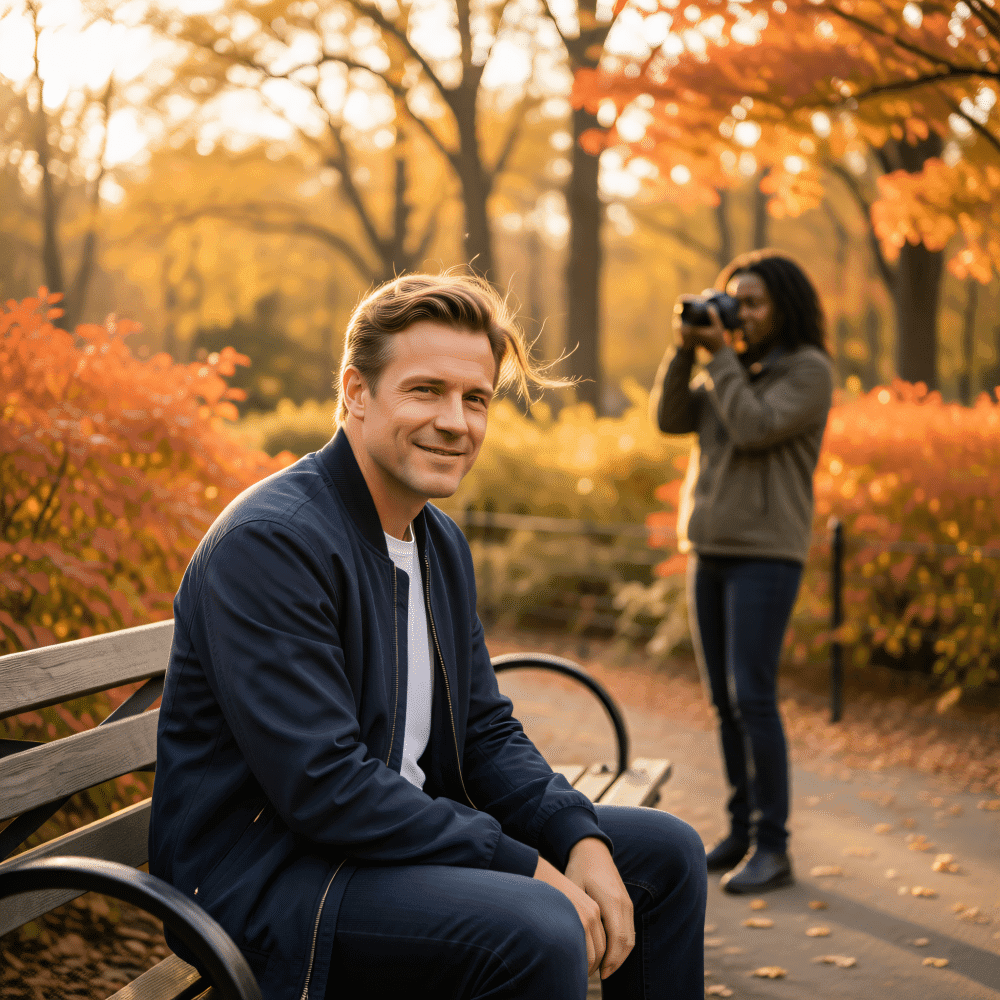 Autumn Film‑Grain Candid Portrait With Background Photographer - after