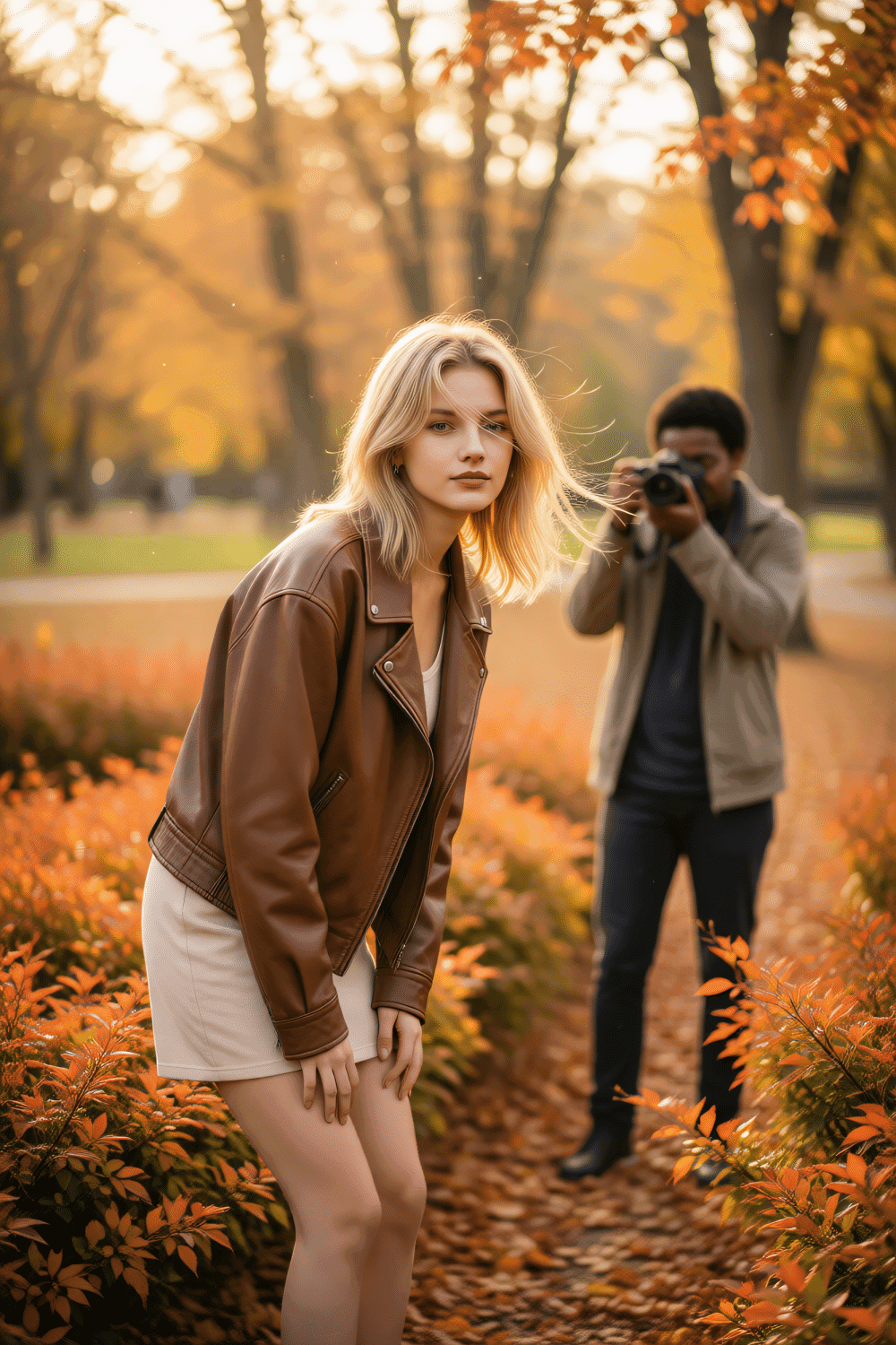 Autumn Film‑Grain Candid Portrait With Background Photographer - after