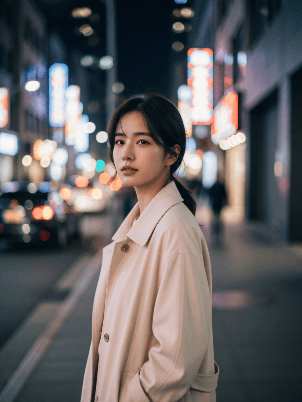 Urban Night Street Candid Portrait｜Neon City Bokeh Vibe - after