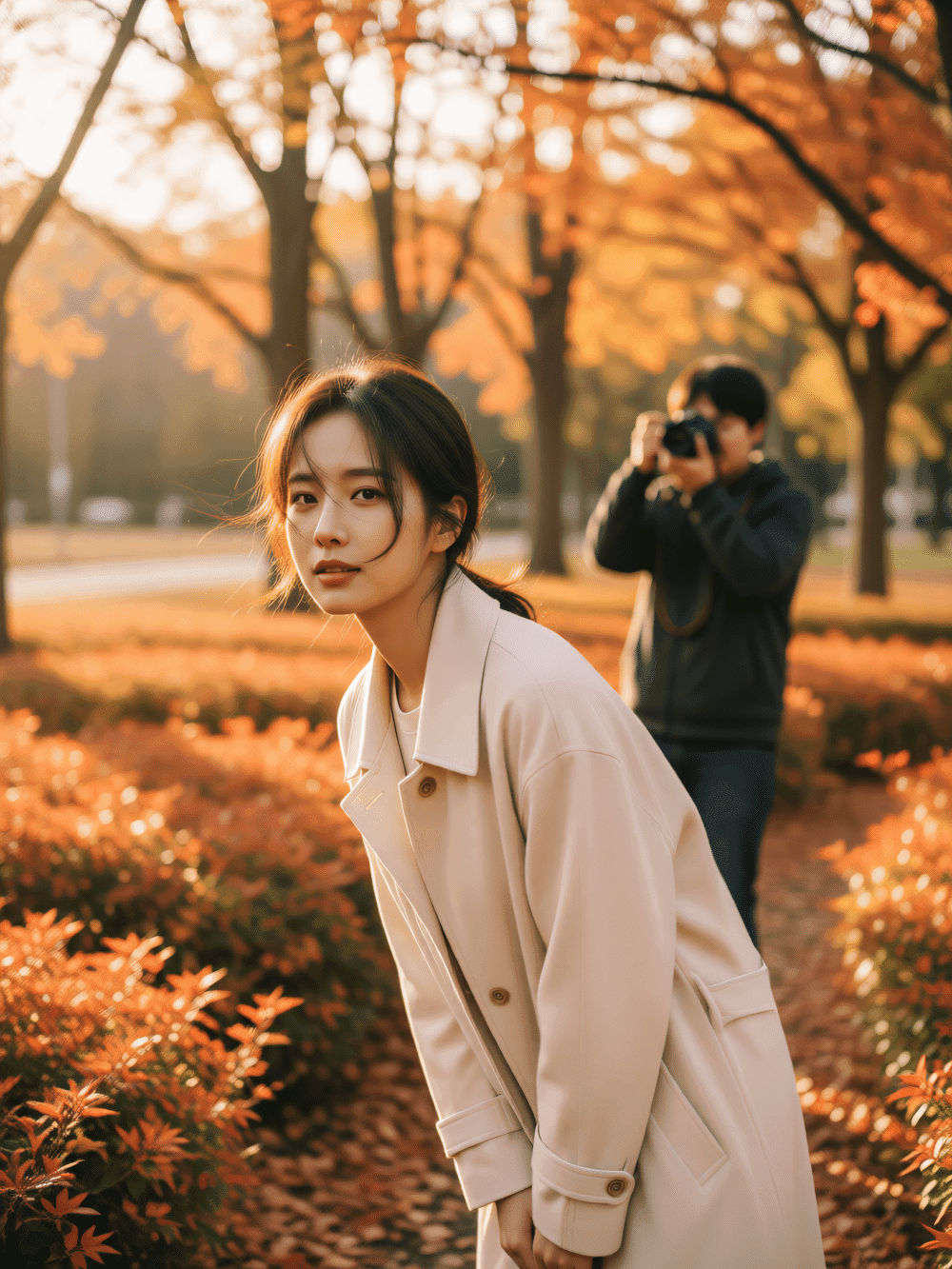 Autumn Film‑Grain Candid Portrait With Background Photographer - after