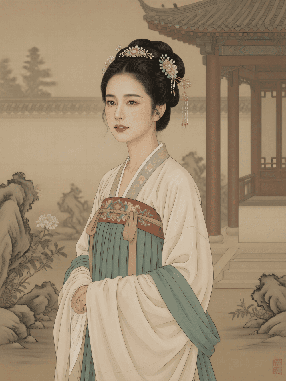 Traditional Chinese Ancient Portrait Redraw|Hanfu Photo‑to‑Oriental‑Character Art - after