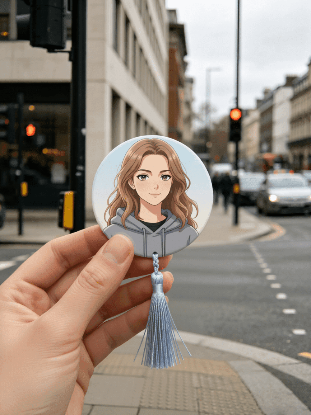 AI Anime‑Style Circular Tassel Badge Generator | Create Character Badge Art From Reference Image - after