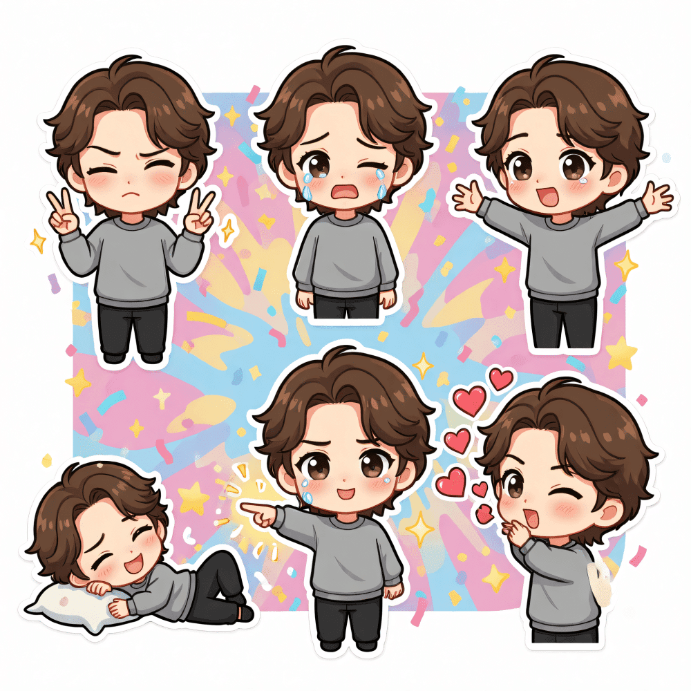 6 Pose Chibi Sticker Pack Generator | Custom Cute Q Sticker Set - after