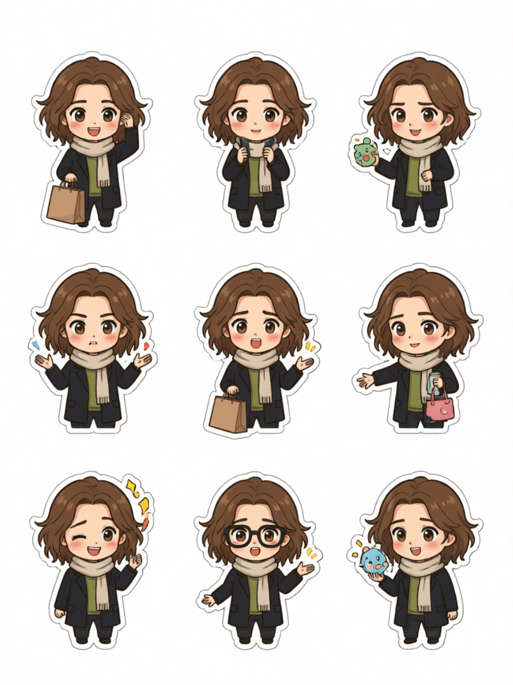 Ghibli Chibi Sticker Pack Generator | 3x3 Grid Cute Stickers - after