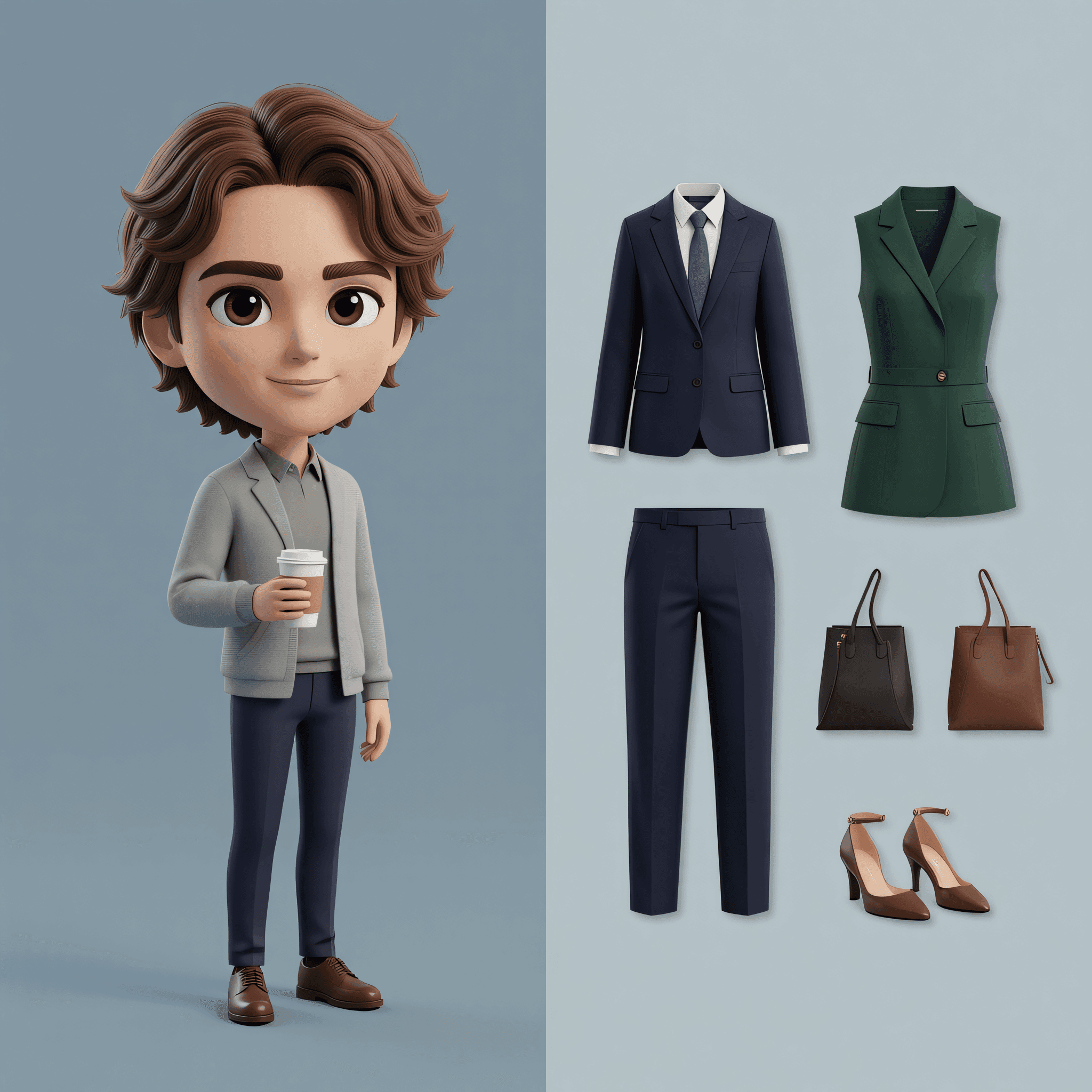 Chibi OOTD Outfit Split Generator | 3D C4D Style Fashion Design - after