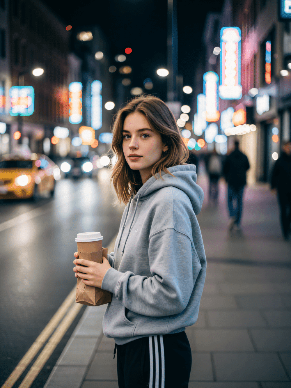 Urban Night Street Candid Portrait|Neon City Bokeh Vibe - after